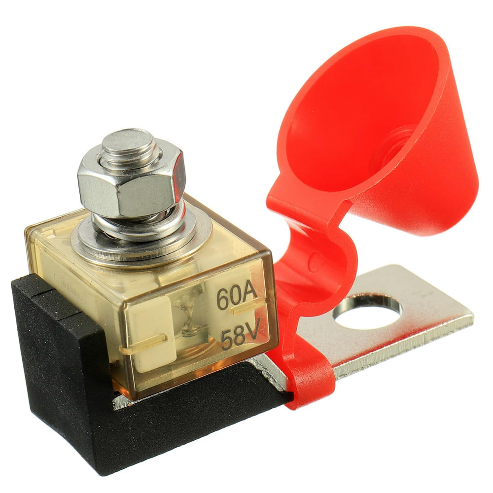 HUAREW MRBF terminal block fuse holder with red cap providing ignition protection in compact space