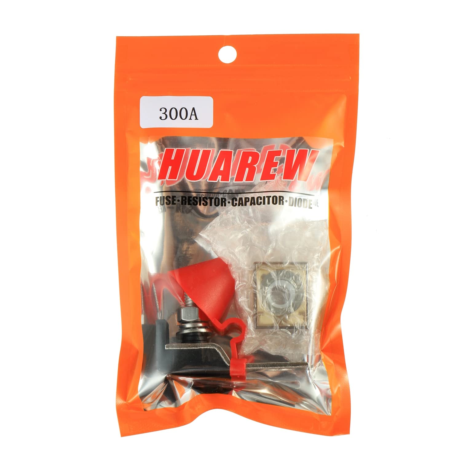 HUAREW red insulating cap with hardware prevents accidental shorts.