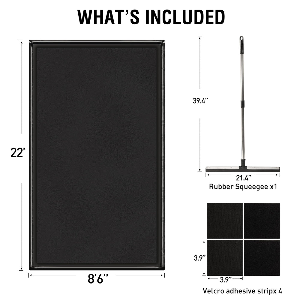 Huatean Home includes squeegee broom and Velcro strips for immediate setup