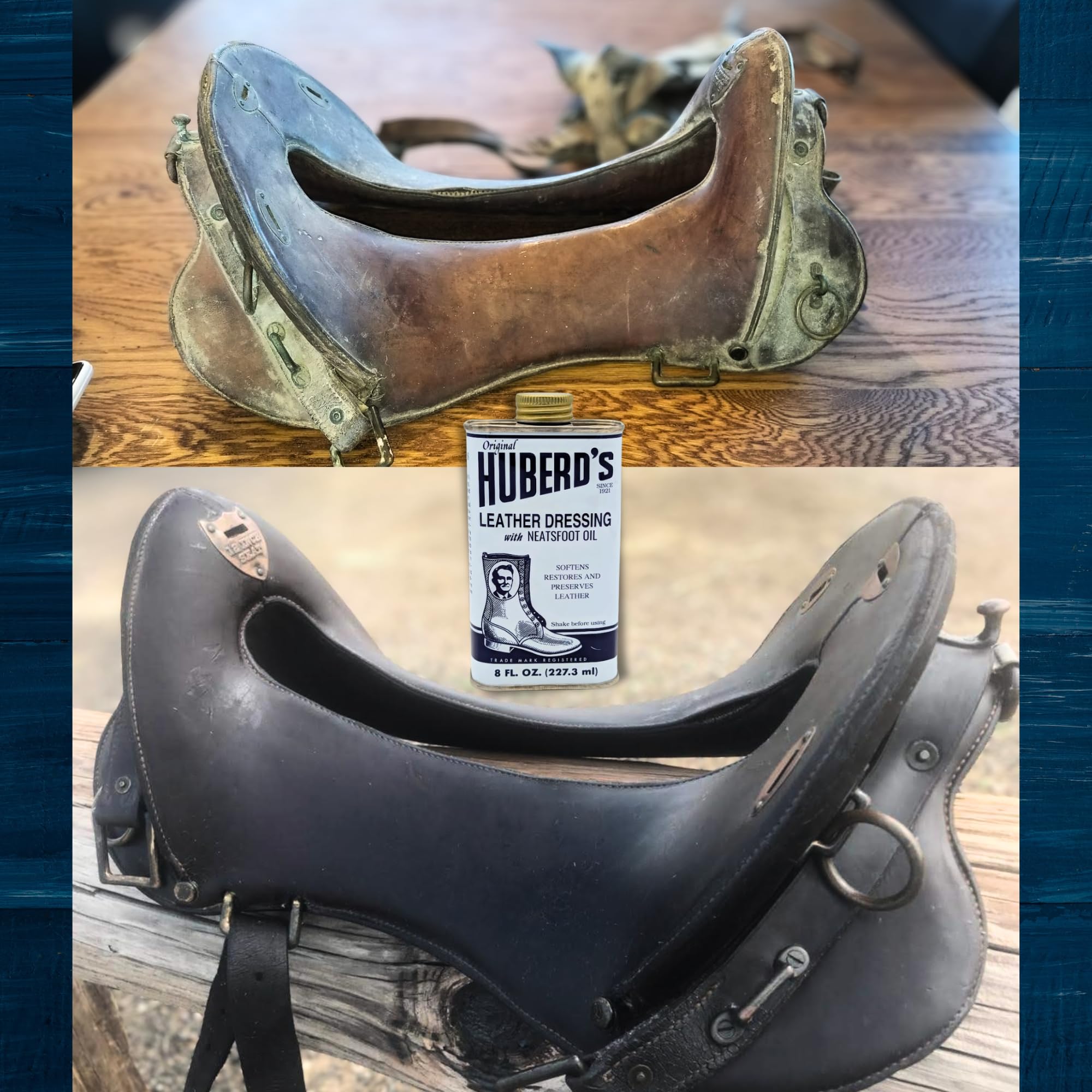 Huberd’s Leather Dressing restores older leather, reviving color and flexibility.