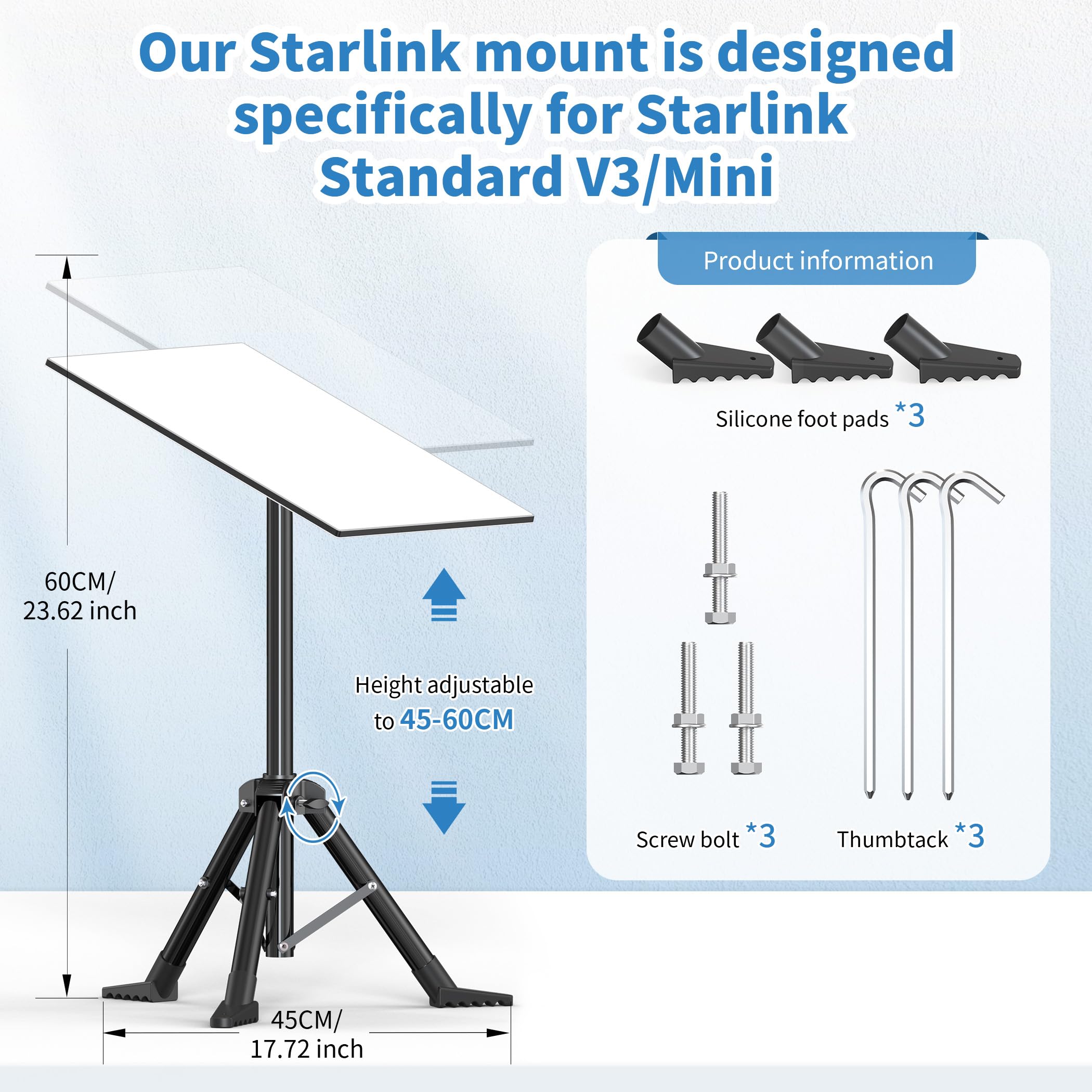 Hugener Starlink tripod stand Mini compatibility for RV travel setups