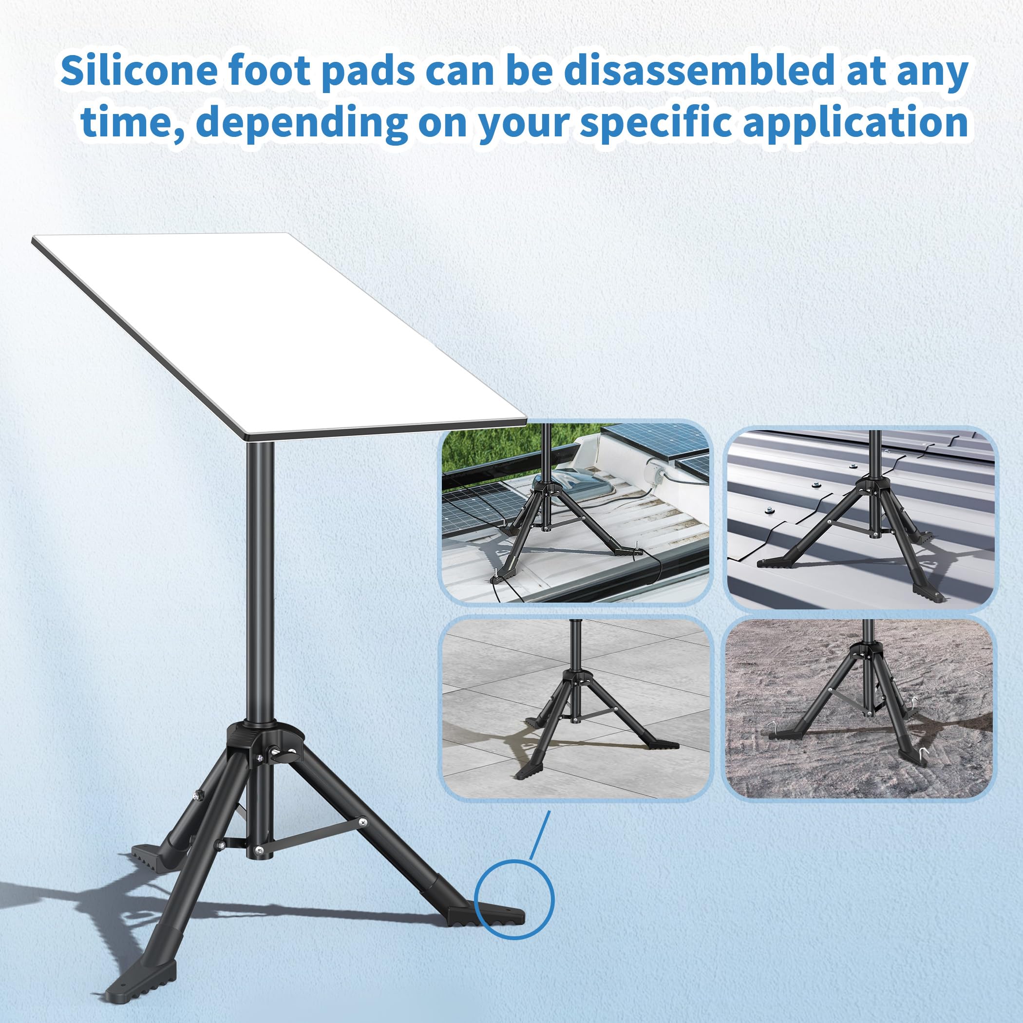 Hugener tripod secure bolts with rope setup for windy conditions