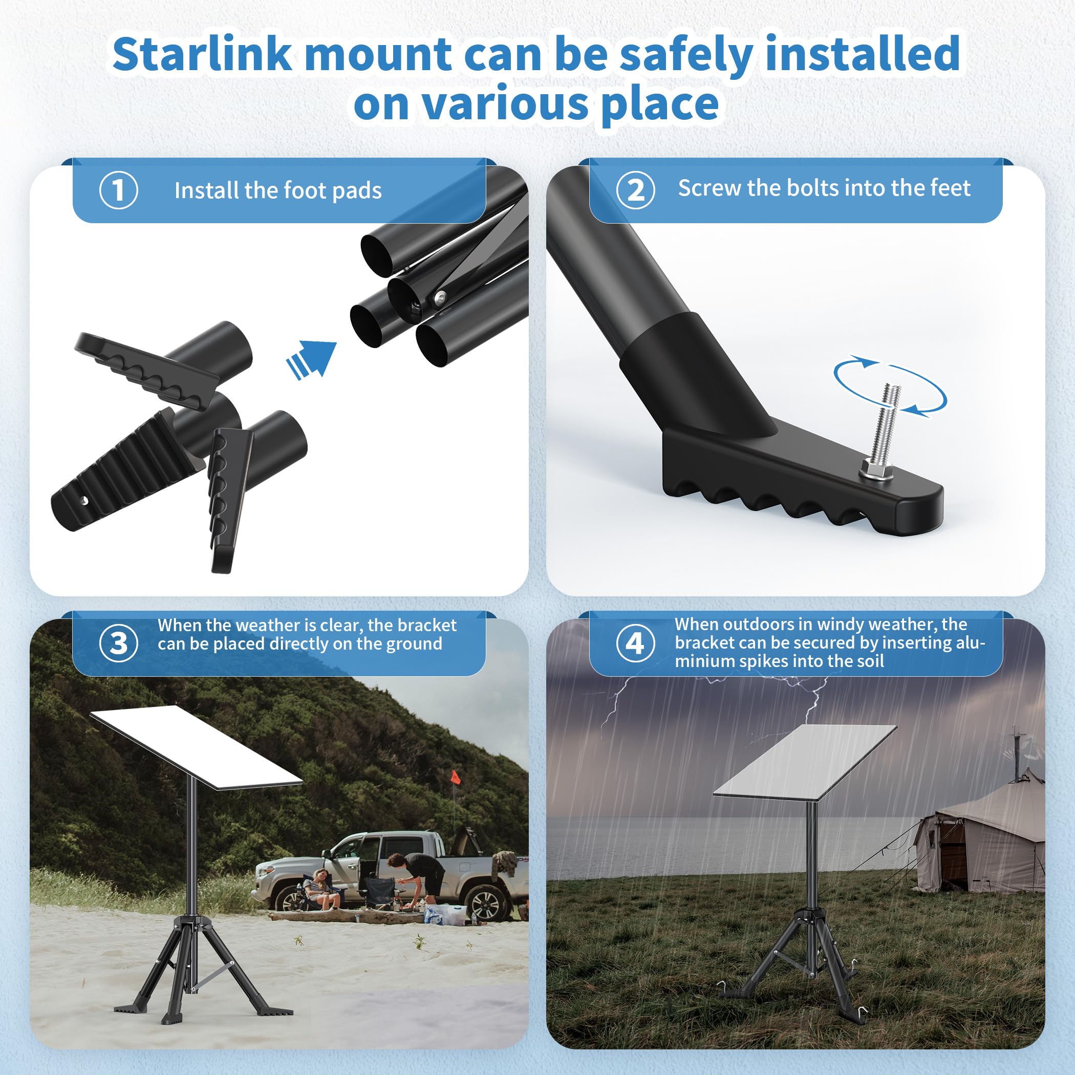 Hugener Tripod height adjustment from 17.72 to 23.62 inches
