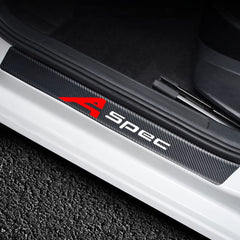 HUIANTS 4Pcs car door sill protector with carbon fiber texture for sleek protection.