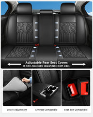 Huidasource leather back row seat cover material closeup shows waterproof faux leather.