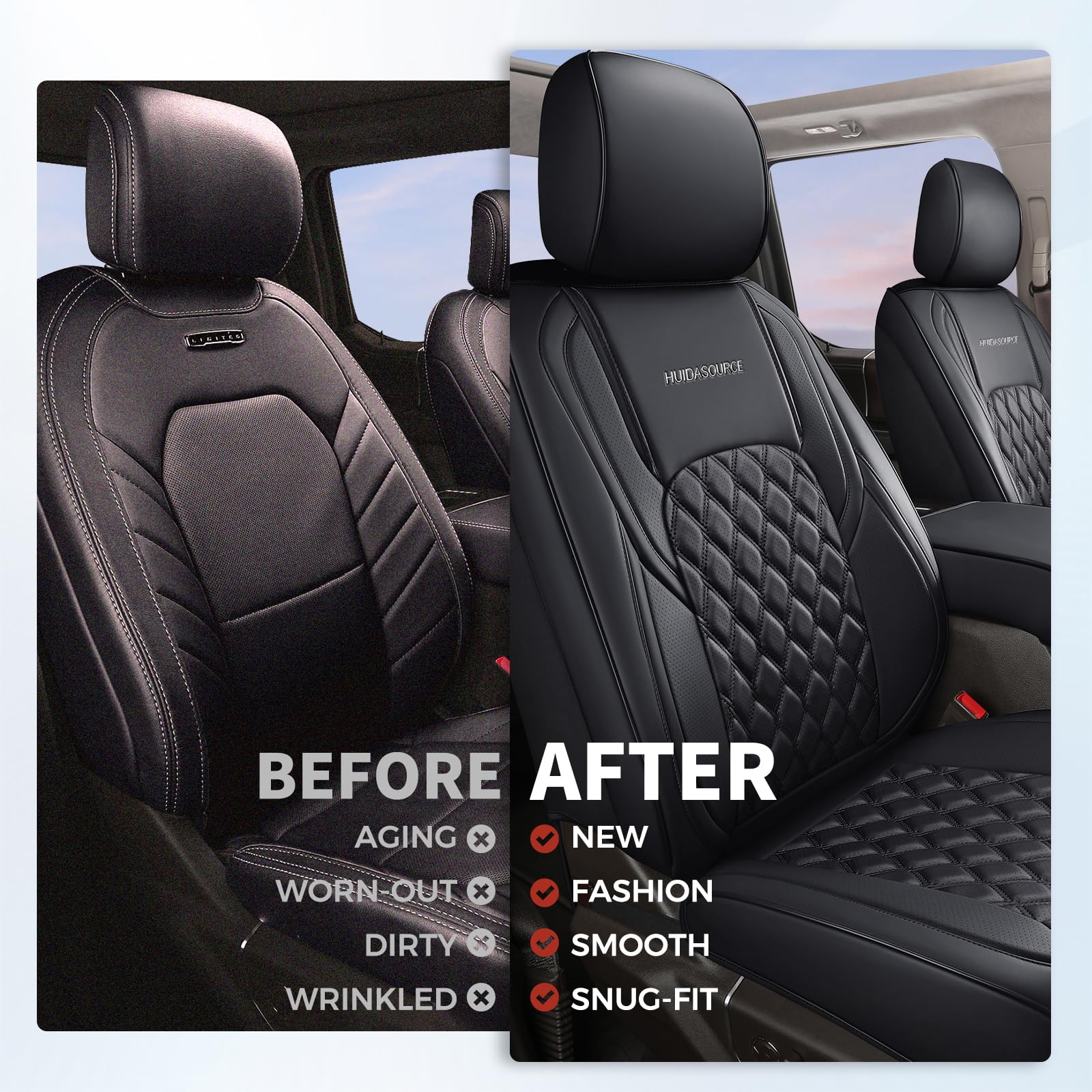 Huidasource Wrangler JK headrest cover set adds refined texture.