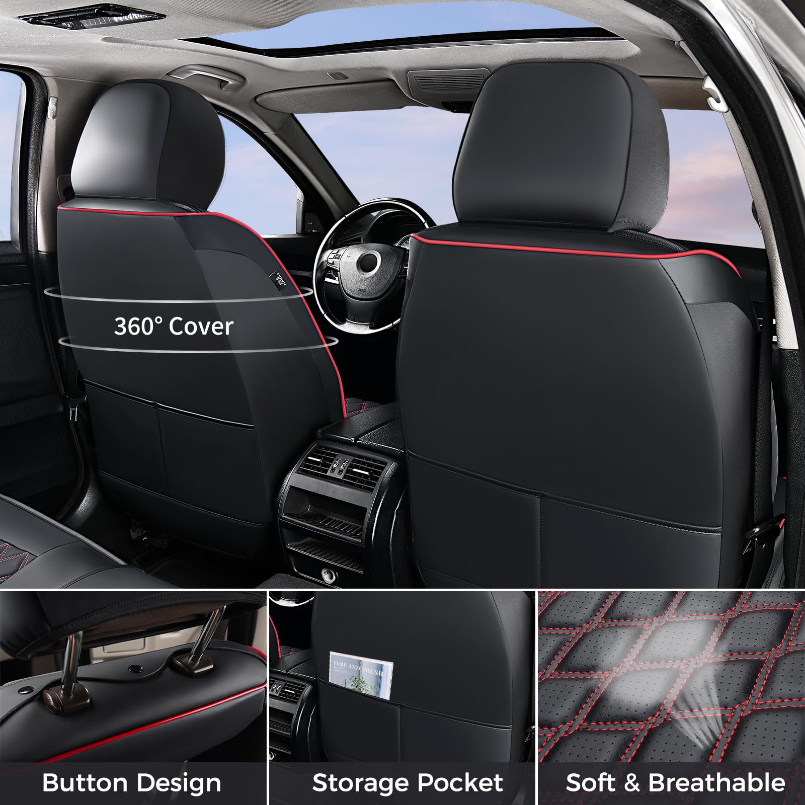 Huidasource Wrangler JK front right seat cover preserves clean look and comfort.