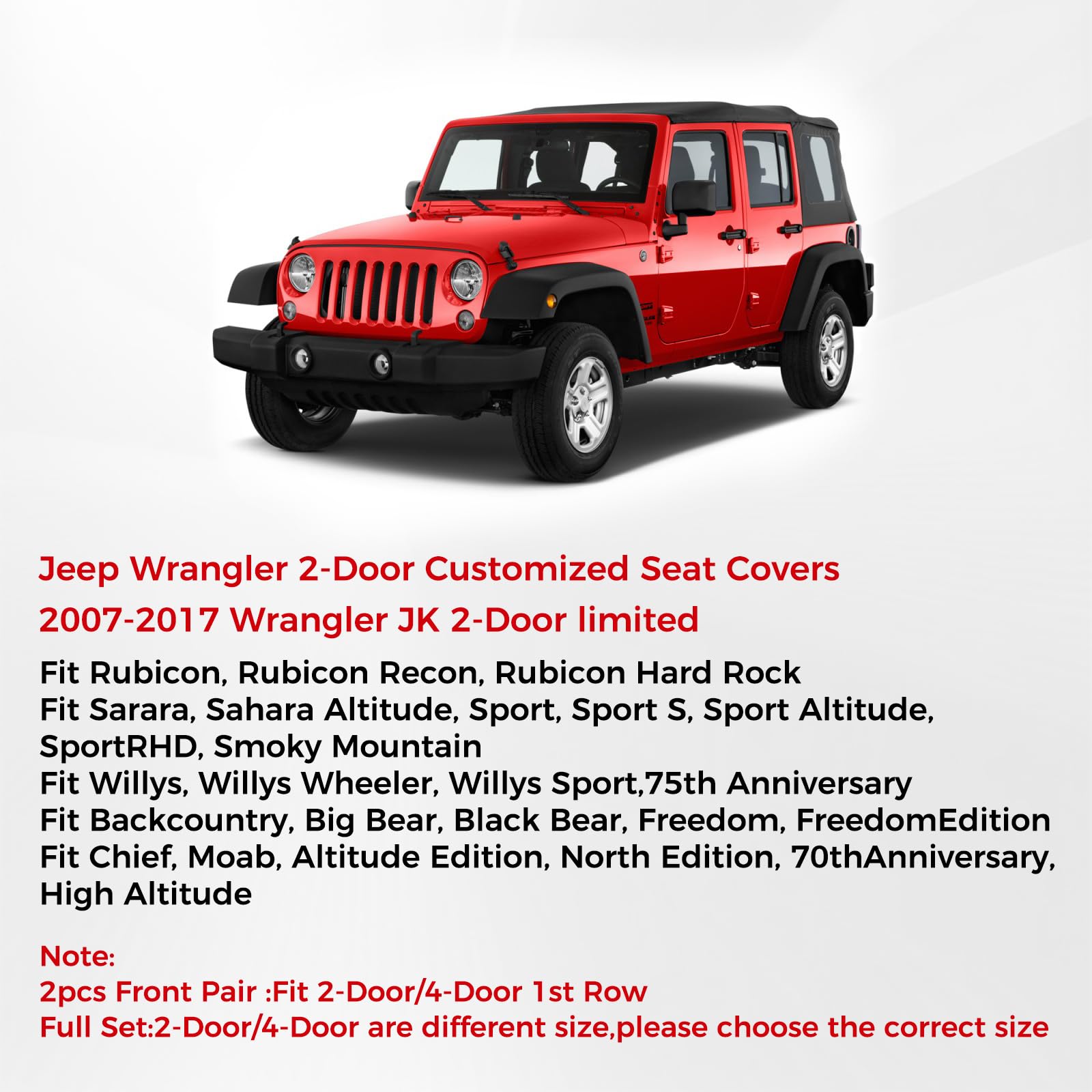 Huidasource Wrangler JK detachable headrest covers—quick installation.