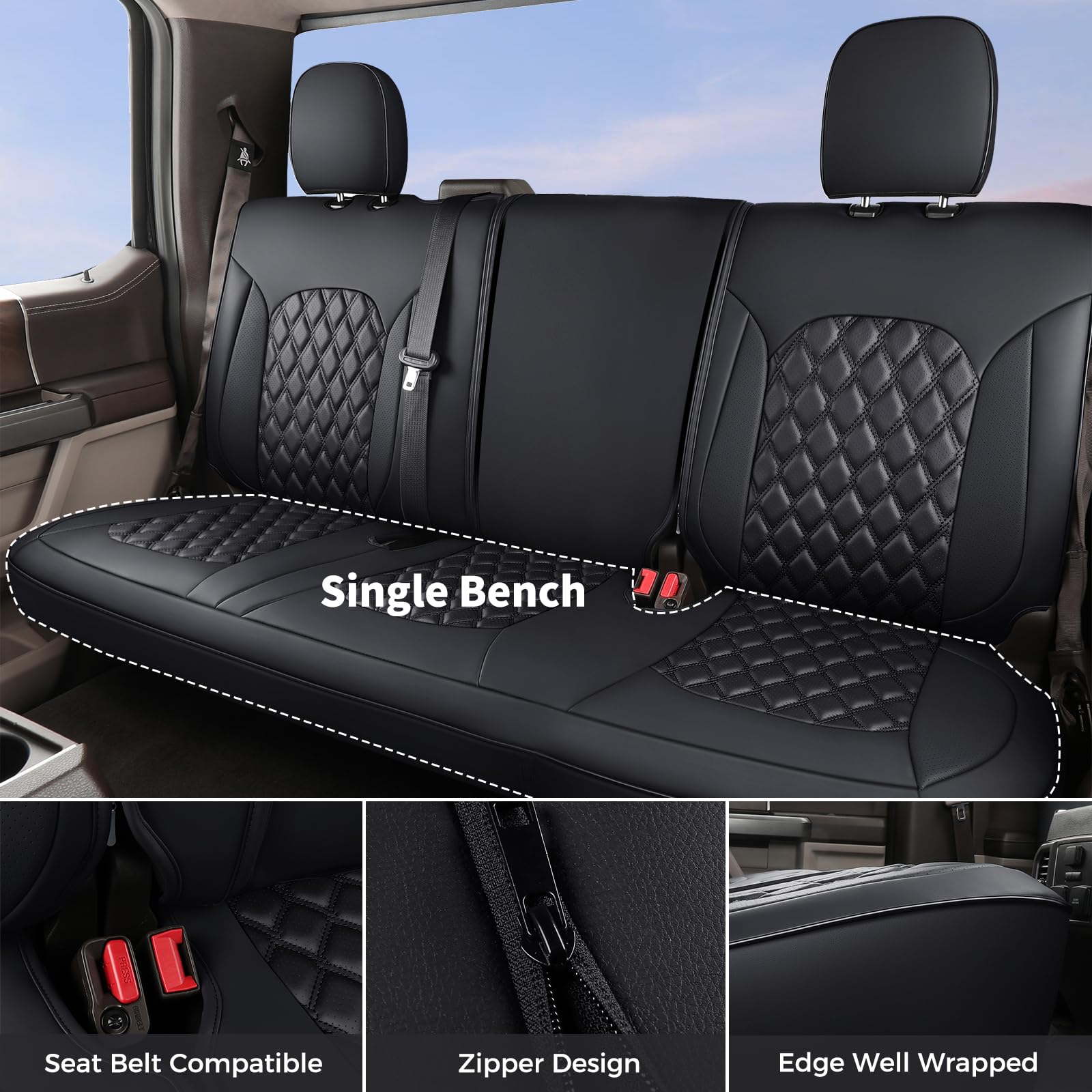 Huidasource Wrangler JK rear bench cover—complete seat protection.