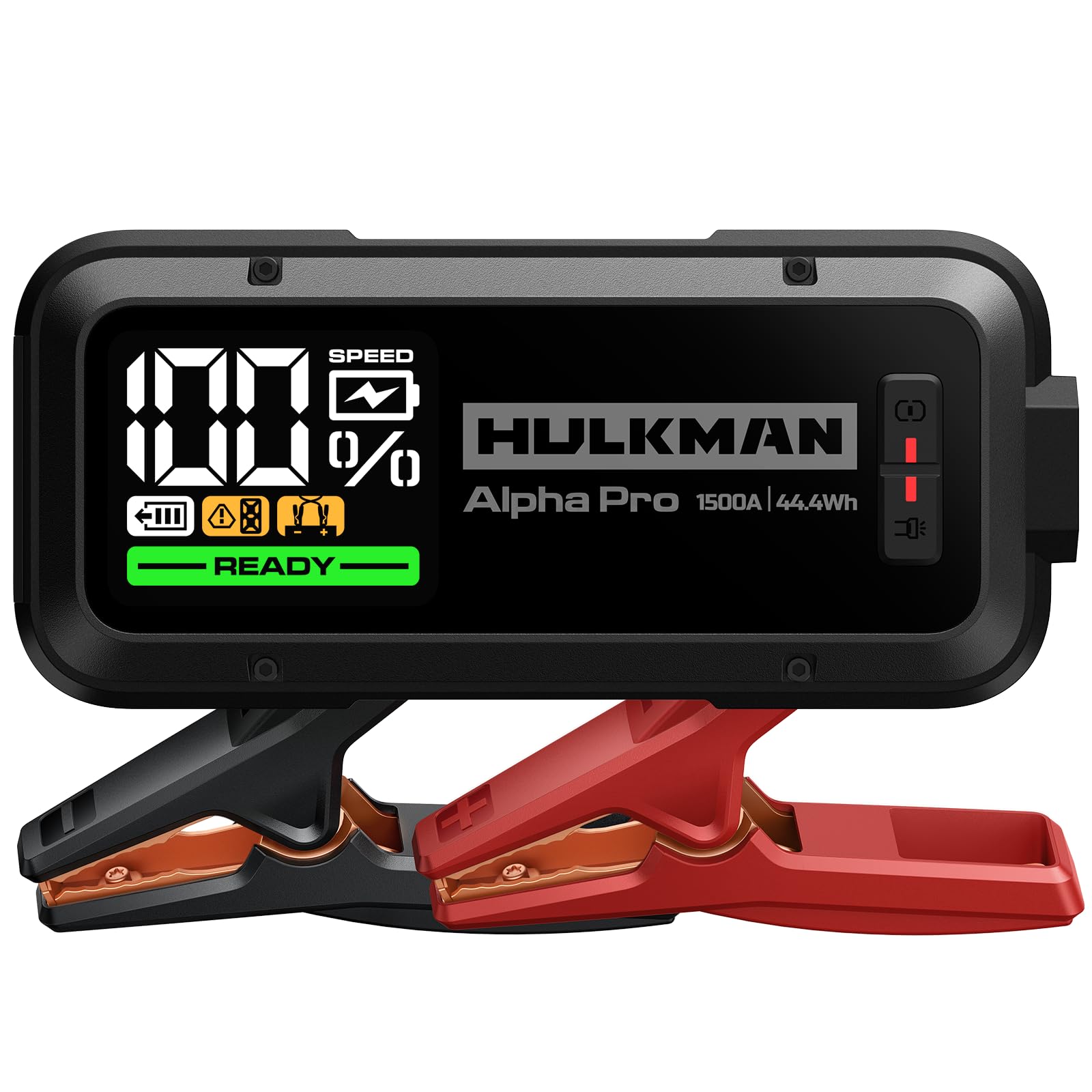 Hulkman Alpha Pro 1500A jump starter ready to ignite engines quickly.