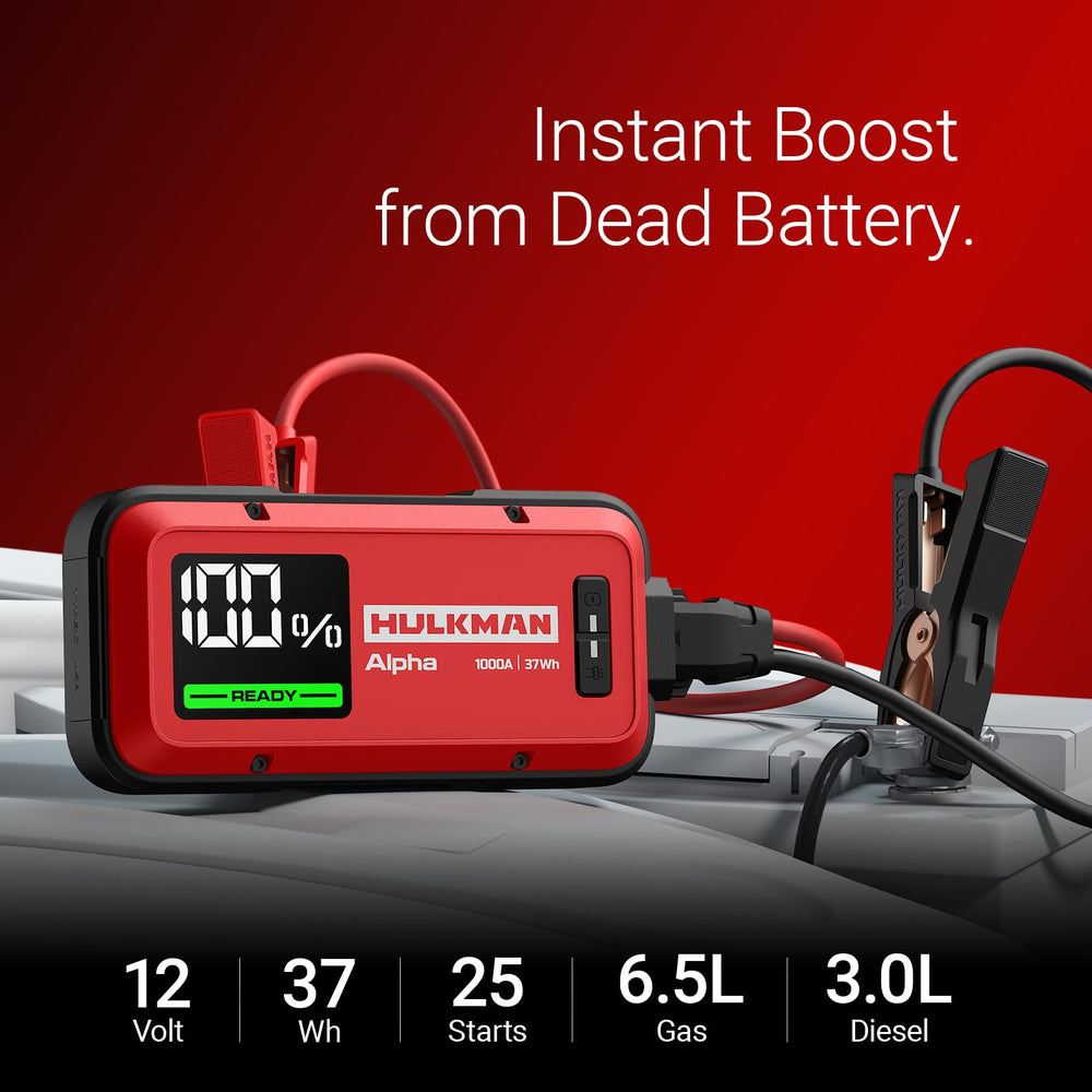 Hulkman Alpha Ultra Red 1000A 37Wh compact size in-hand design for portability.