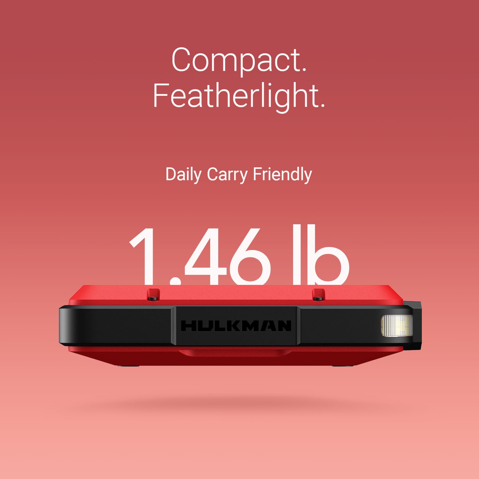 Hulkman Alpha Ultra Red 1000A IP65 rugged shell withstands dust and splashes.