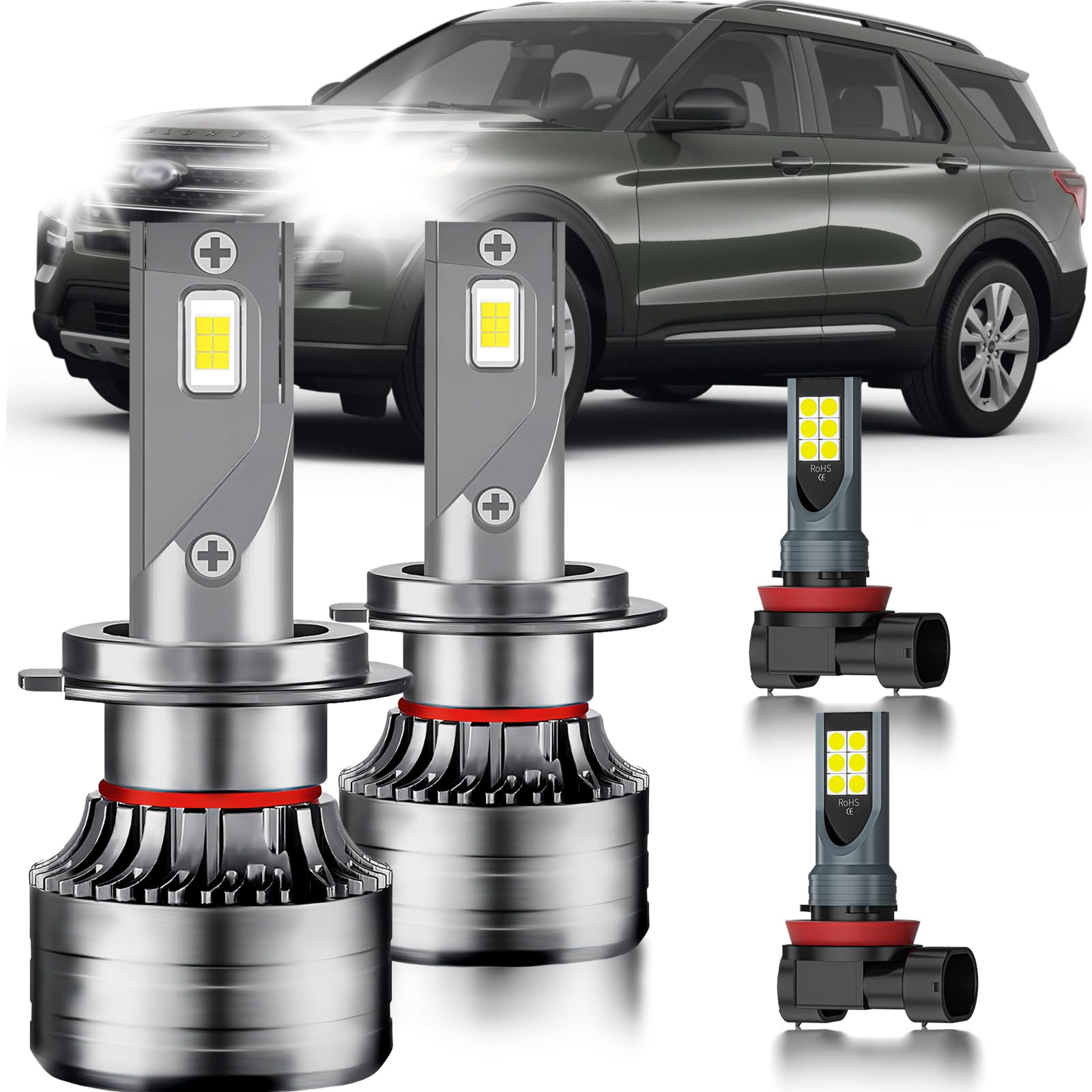 HUOKEDS Ford Explorer dual-beam lights enhance night visibility for safer driving.