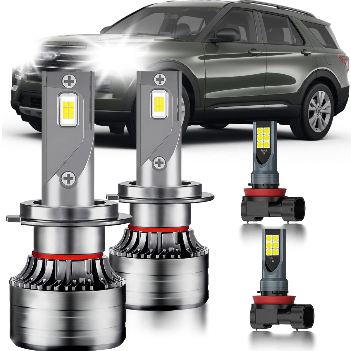 HUOKEDS Ford Explorer dual-beam lights enhance night visibility for safer driving.