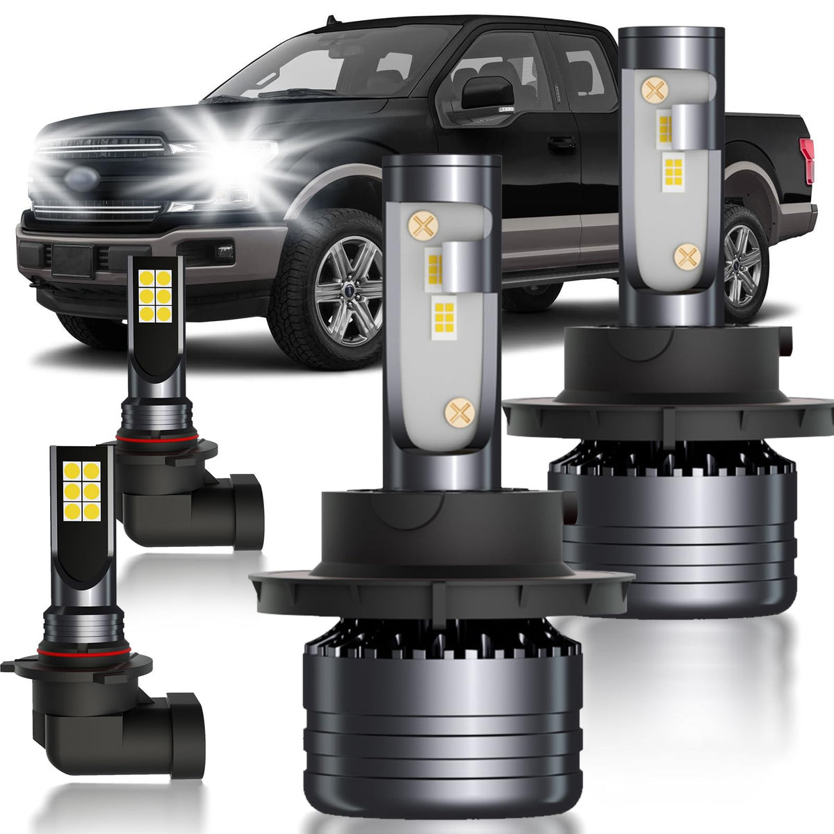 HUOKEDS Ford F-150 LED high beam bulbs for brighter highway visibility