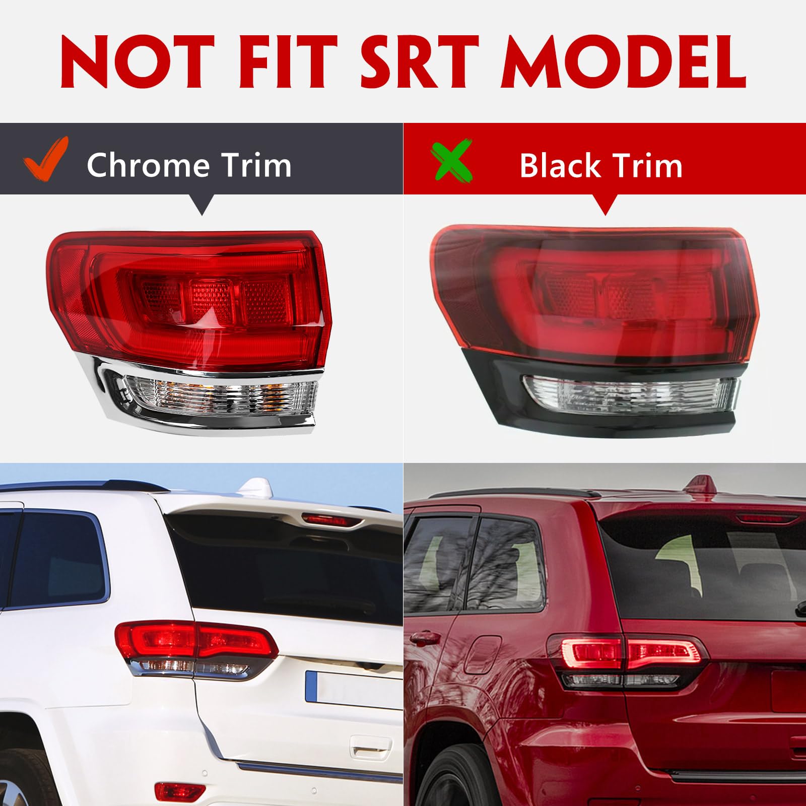 Huray driver-side taillight assembly for Jeep Grand Cherokee 2014-2021, precise fit.