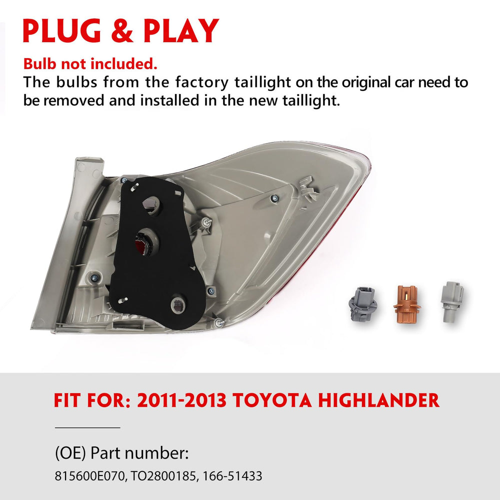 Huray left tail light housing for Highlander supports reliable signaling.