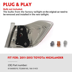 Huray left tail light housing for Highlander supports reliable signaling.