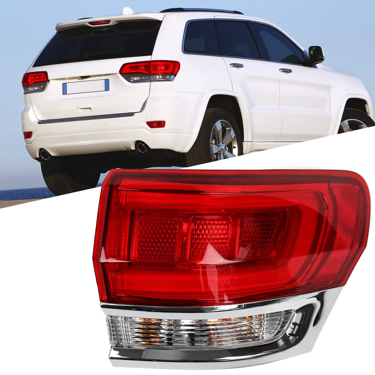 Huray right outer tail light for Jeep Grand Cherokee 2014-2021 with enhanced rear visibility