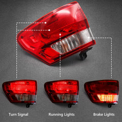Huray tail light lens in clear and red for Grand Cherokee 2011 to 2013