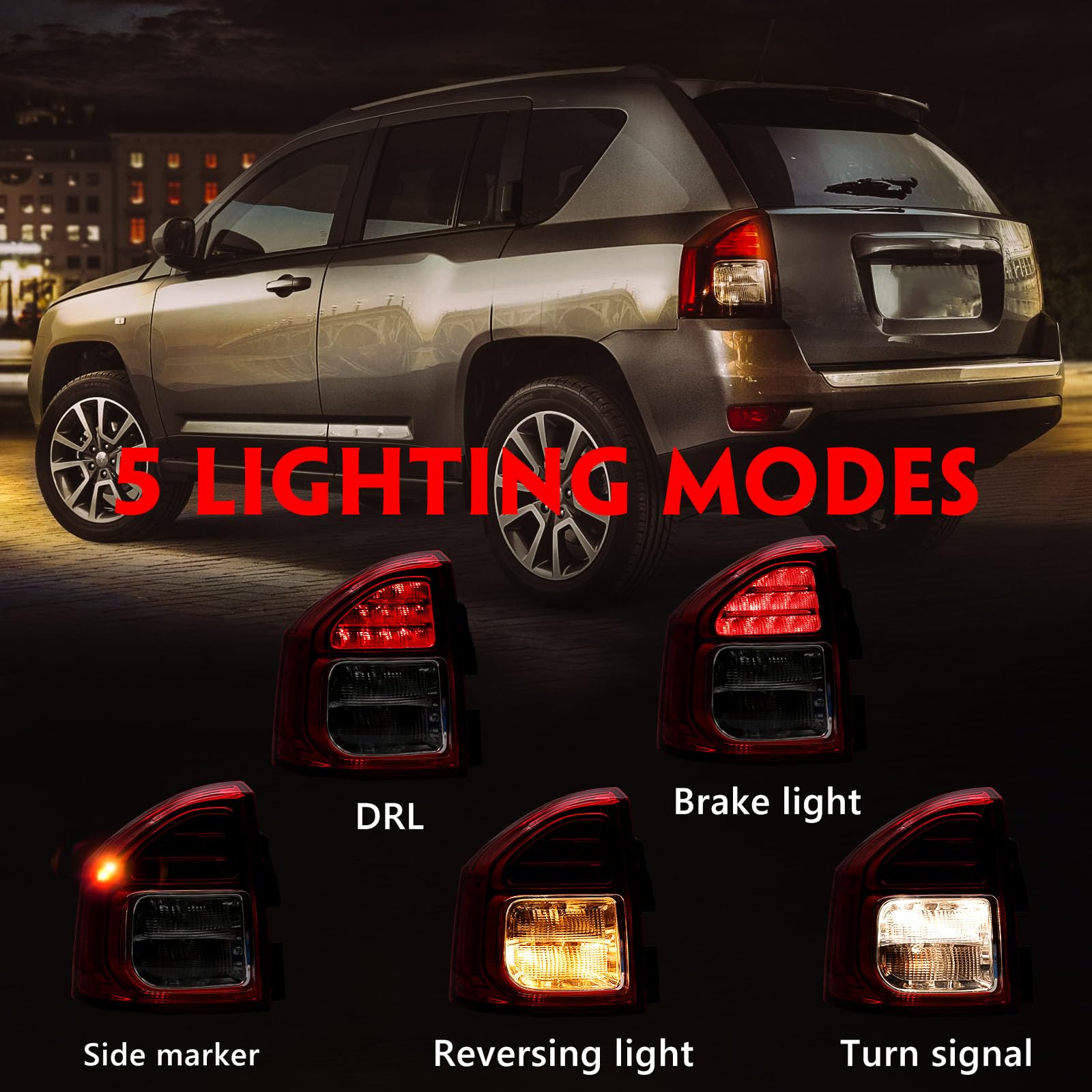 Huray turn signal light for Jeep Compass enhances lane changes