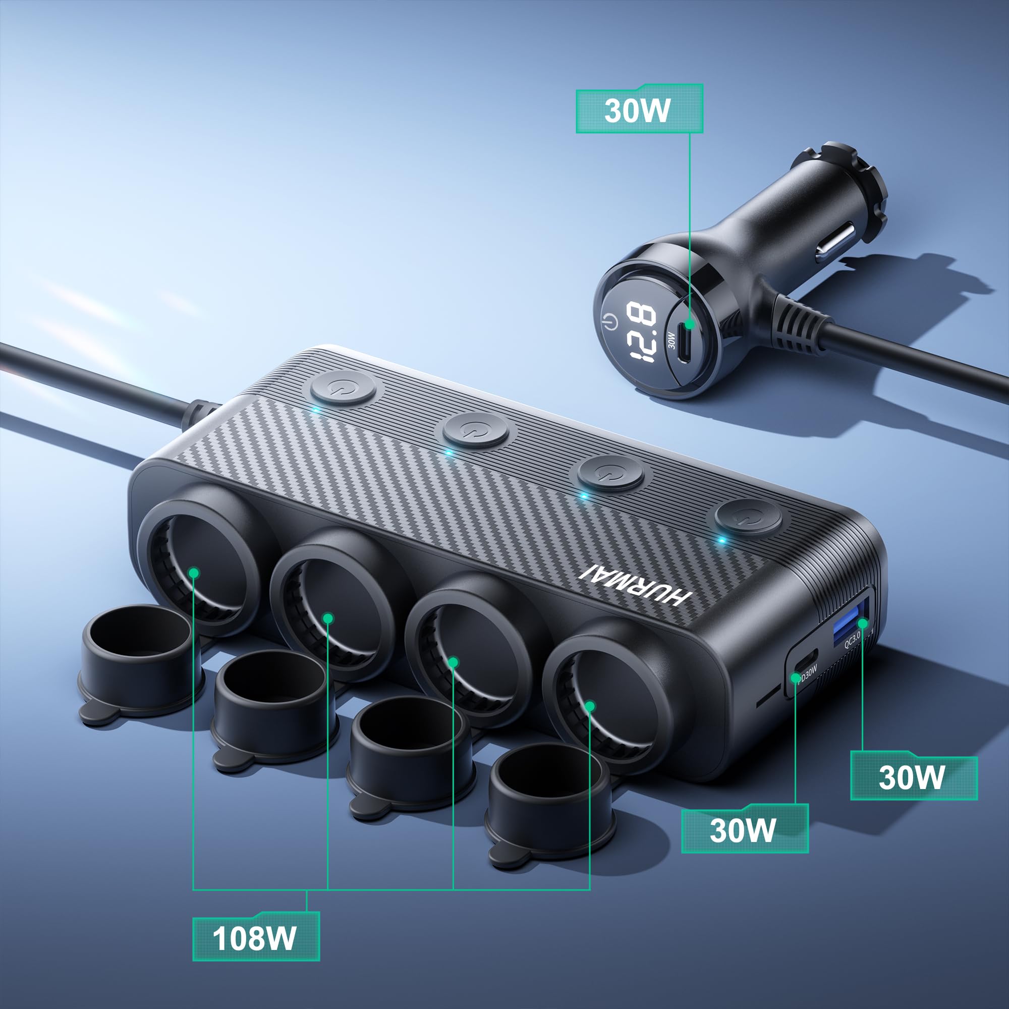 HURMAI device showing independent switches and LED voltage display for battery awareness