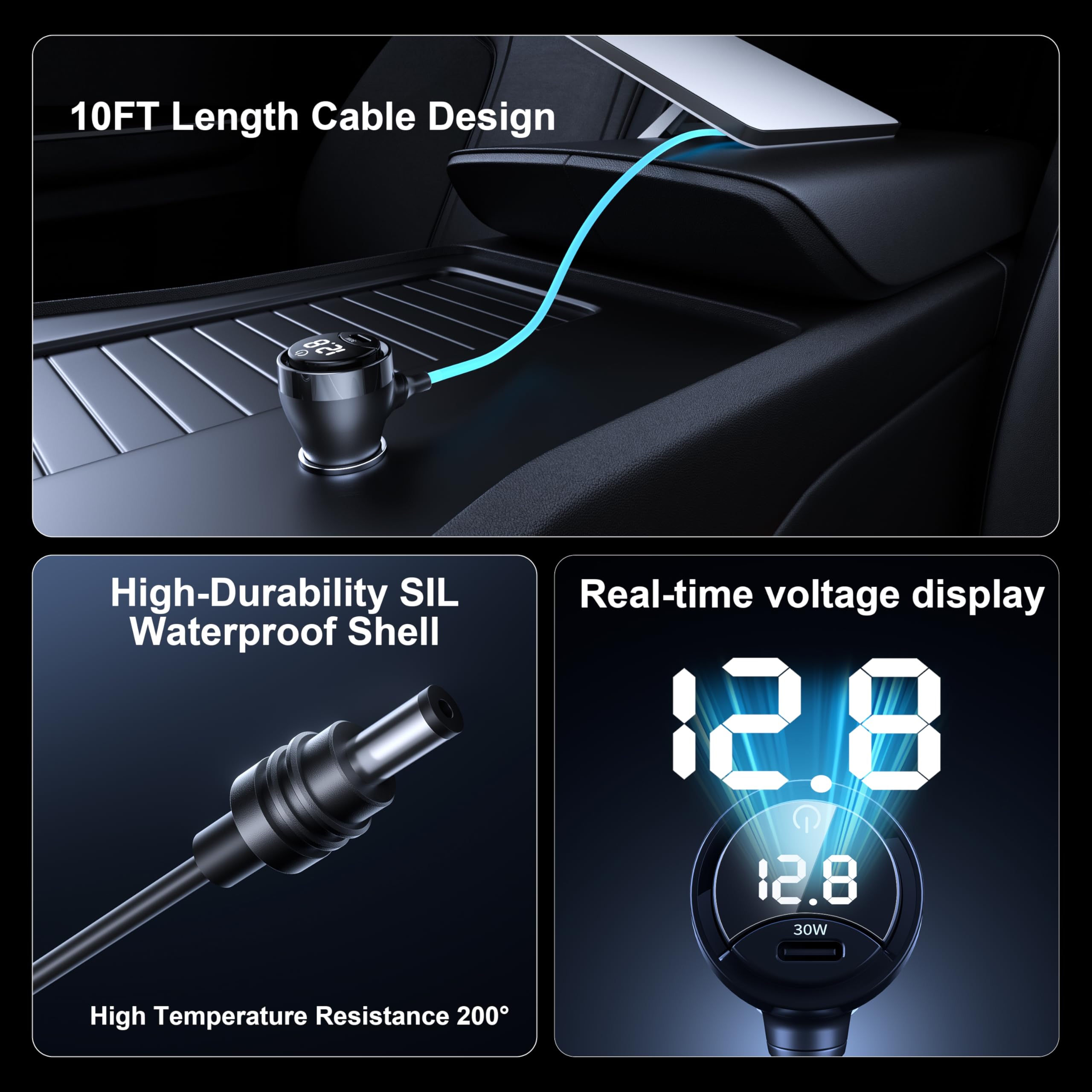 HURMAI Starlink Mini DC Cable at 10ft length for flexible vehicle setup.