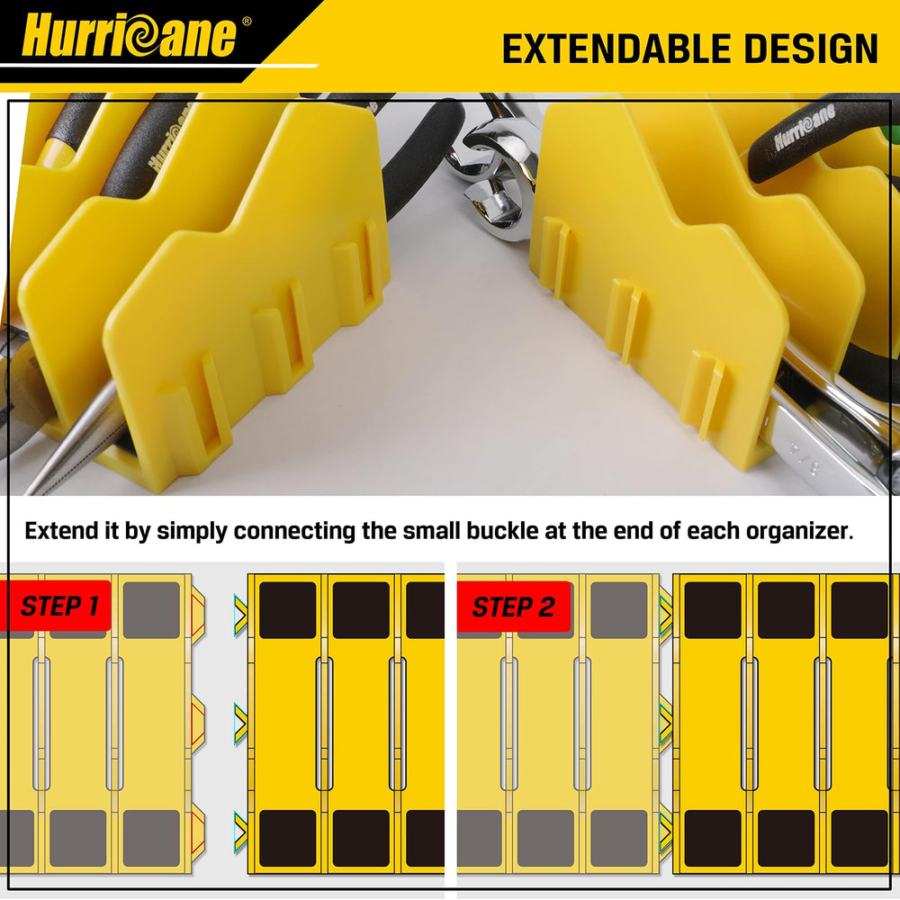Hurricane tool-slot visuals show fit for pliers, wrenches, and screwdrivers.