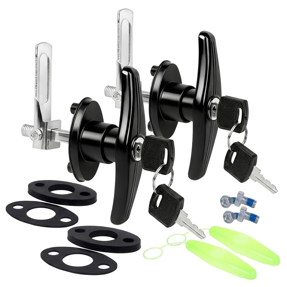 Hurrikom lock on truck topper with T-handle installed for secure access.