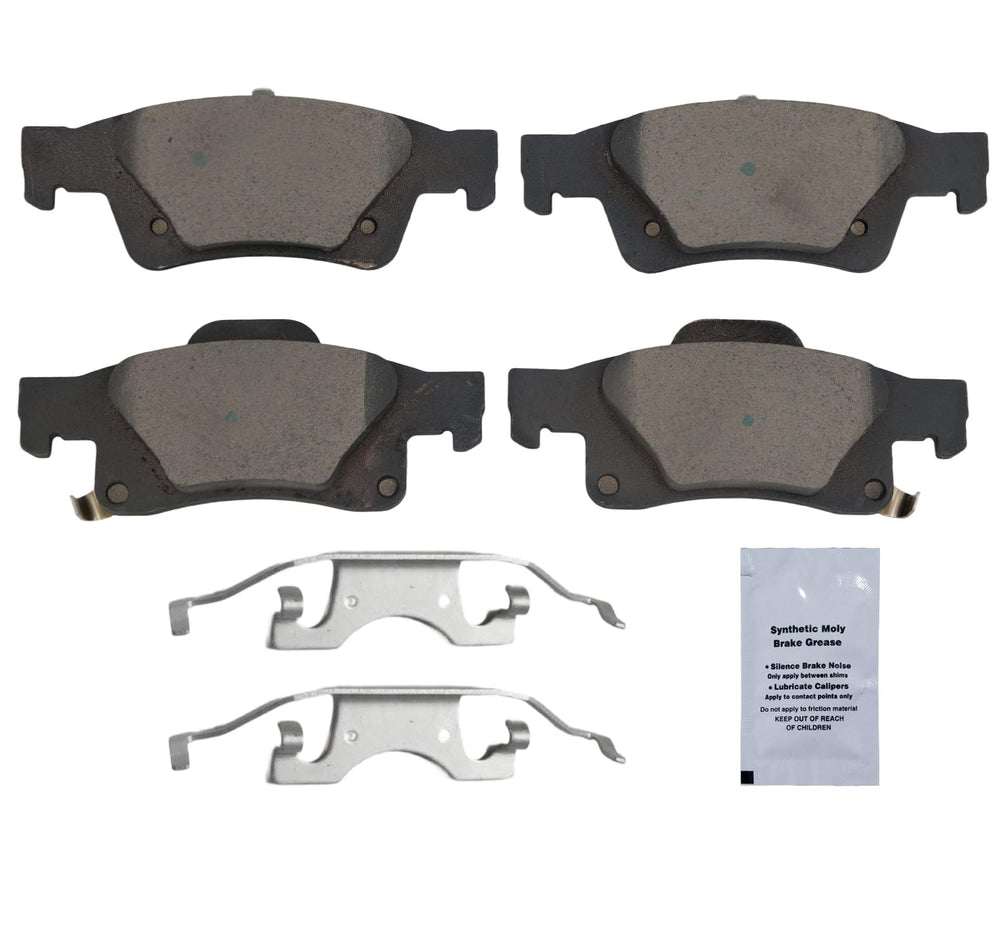HUSCH D1498 rear brake pads installation view showing alignment for proper seating.