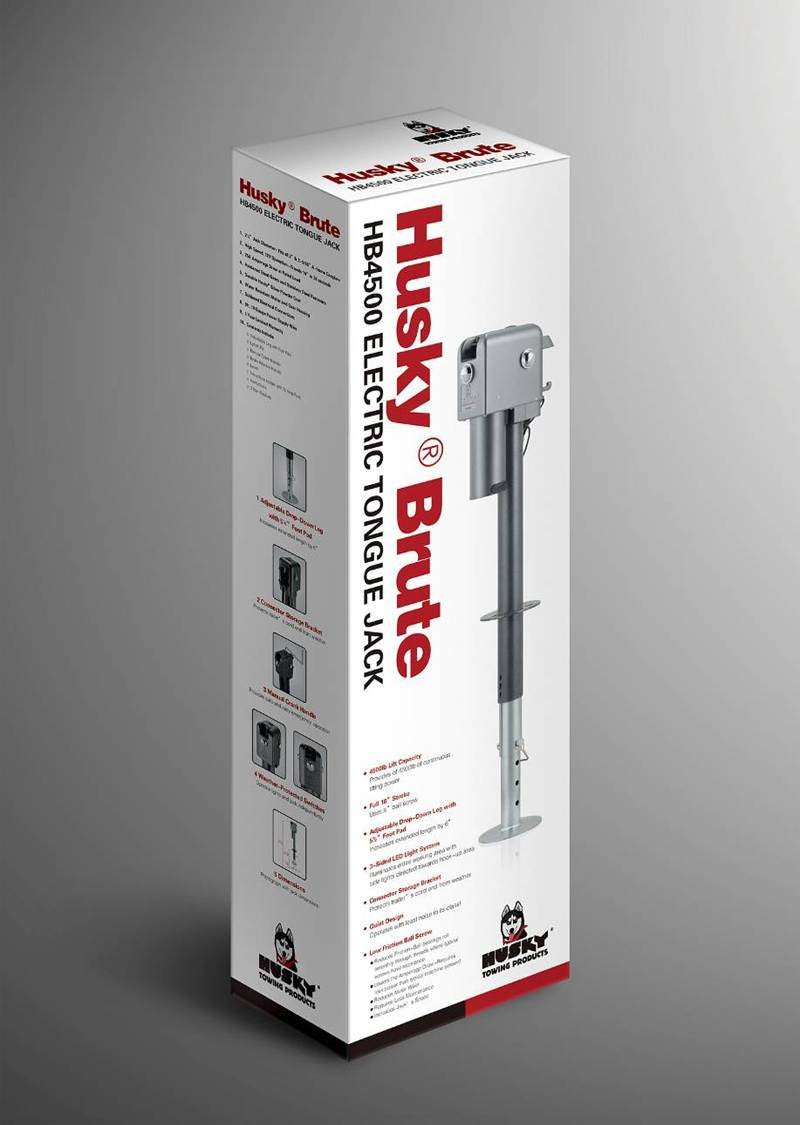 Husky HB4500 Brute power jack illuminated by three LED work lights.