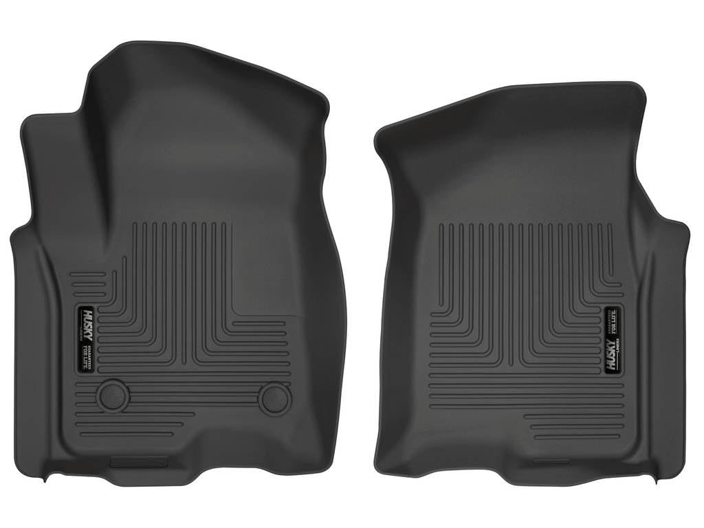 Husky Liners WeatherBeater front-row 2-piece in black protects Silverado floors