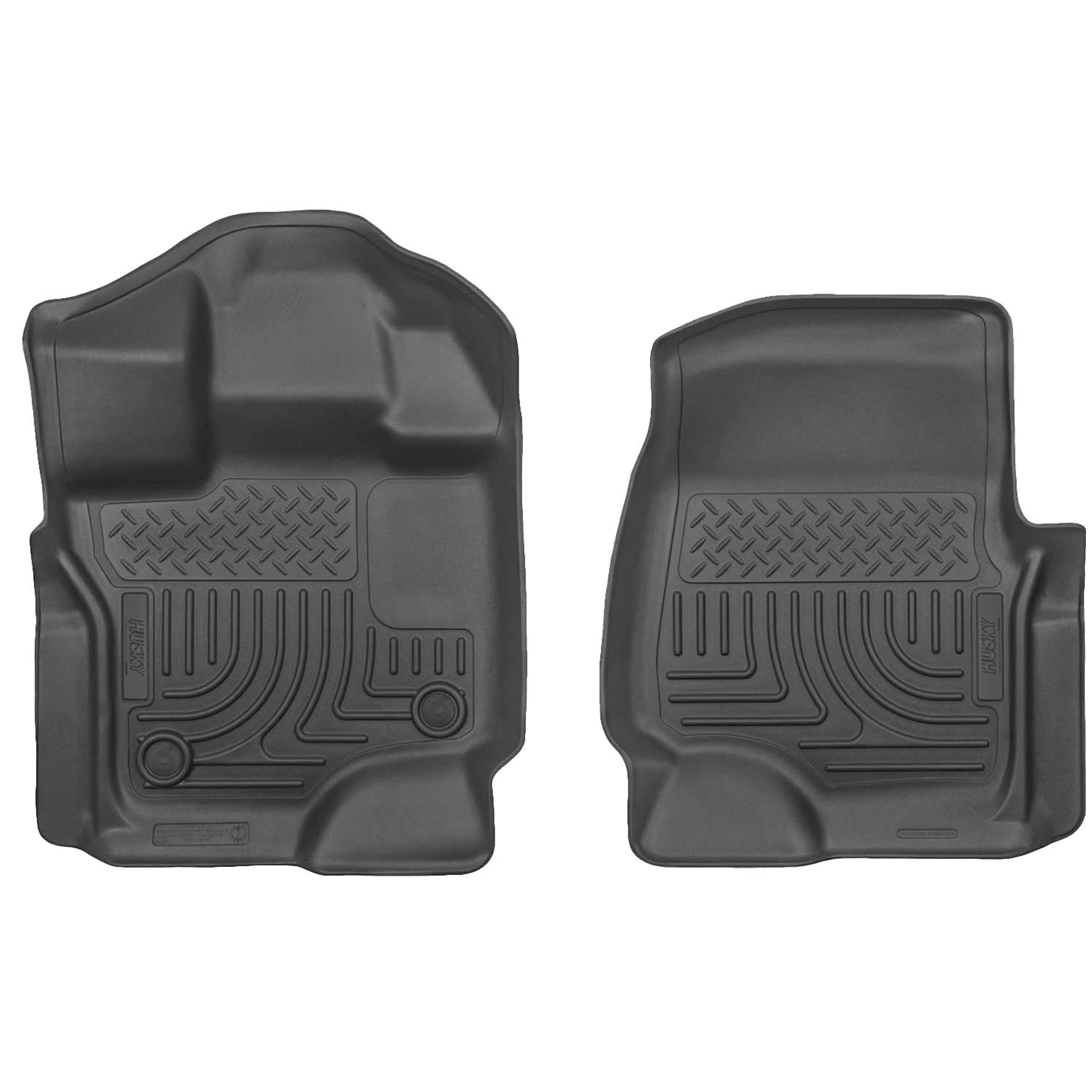 Husky Liners WeatherBeater front row two-piece mats protecting Ford F-150 interior.