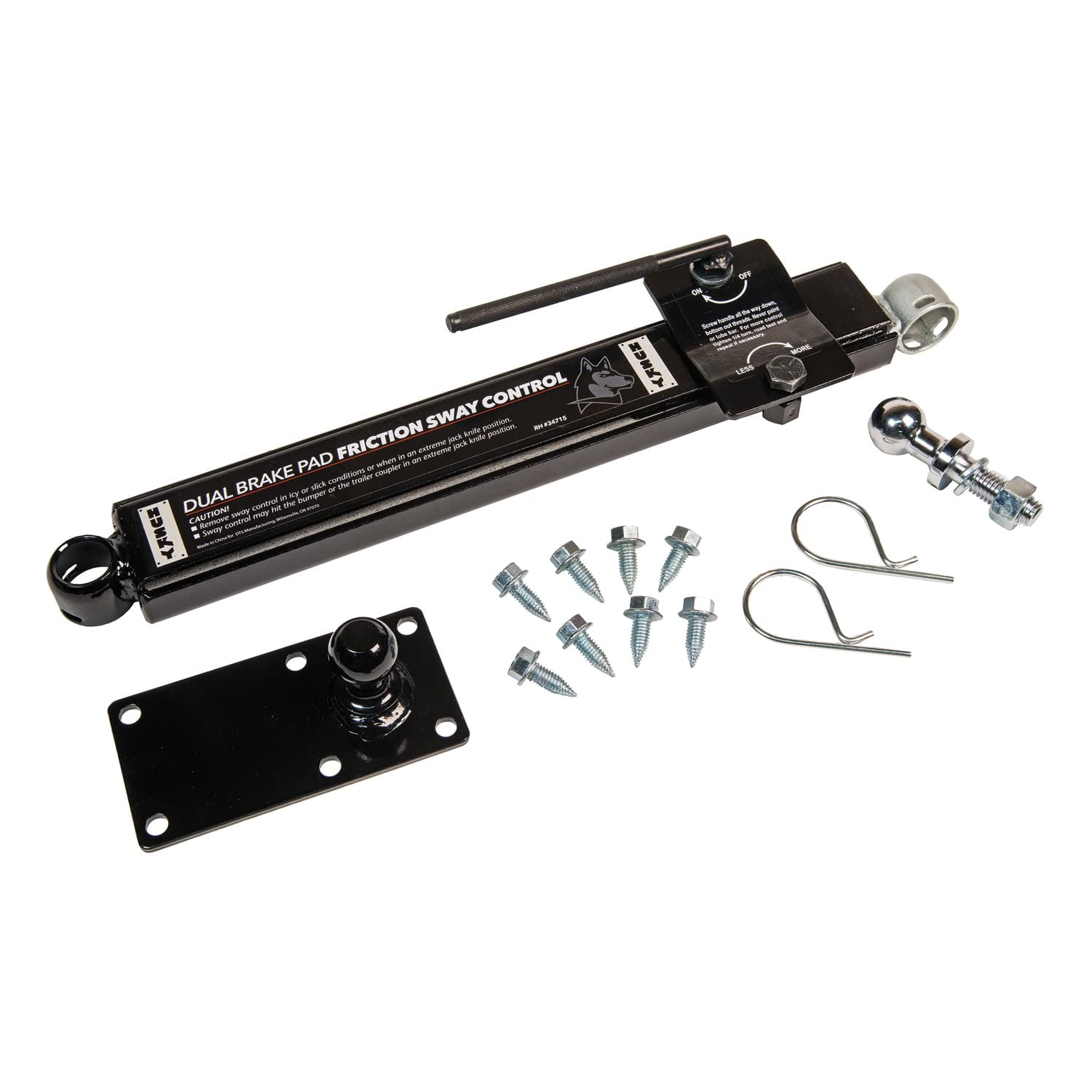 Husky Towing 34715 packaging shows ready-to-install sway control kit