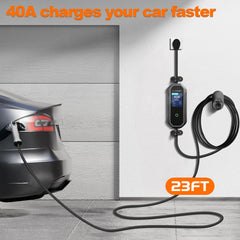 HUSTIAN Level 2 EV Charger side view for compact installation.