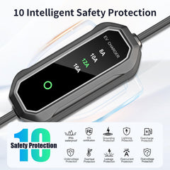 HUSTIAN Tesla Level 1/2 EV charger with NACS connector for Model Y/3/S/X charging.