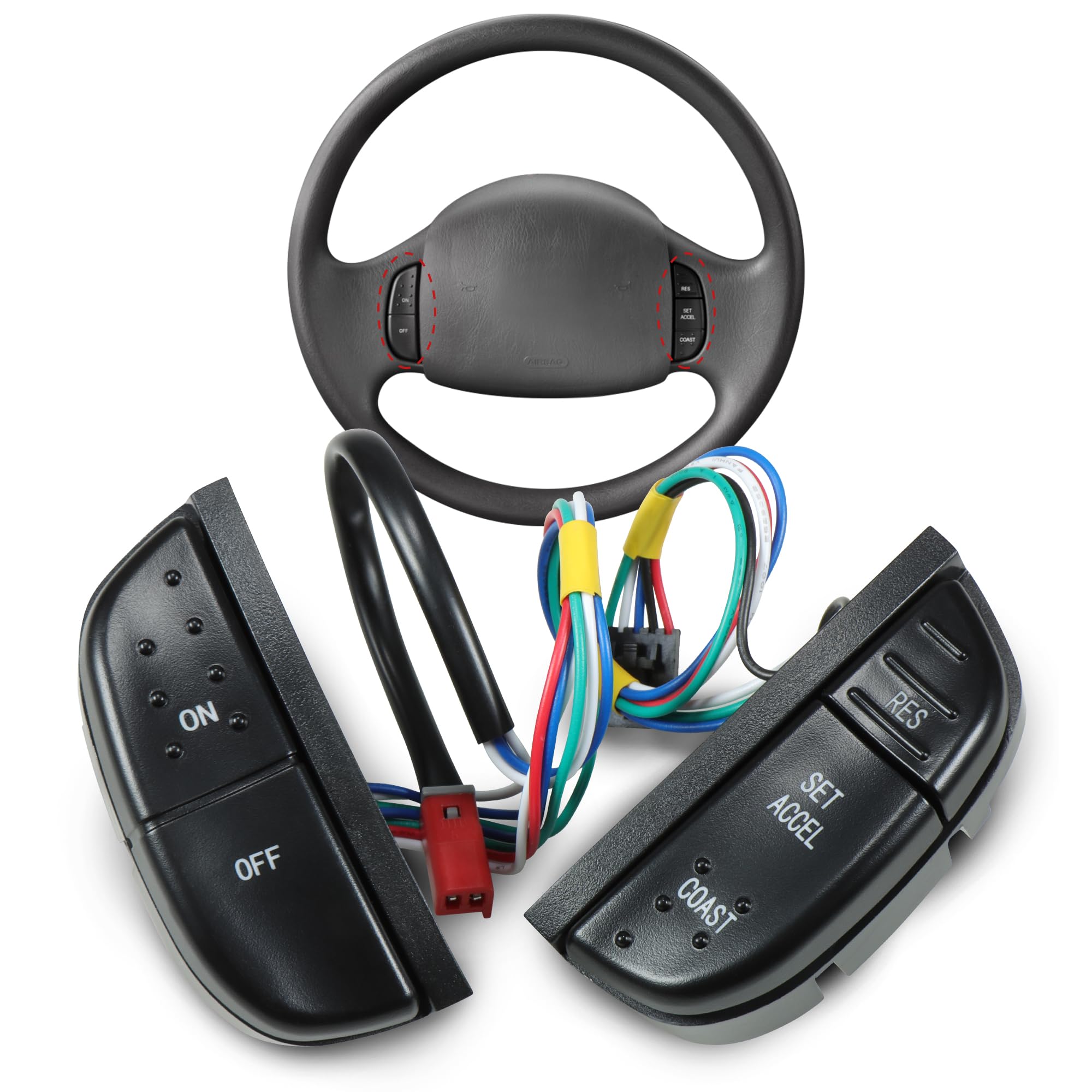 HUSUKU cruise control buttons installed on Ford dashboard improve highway pacing.