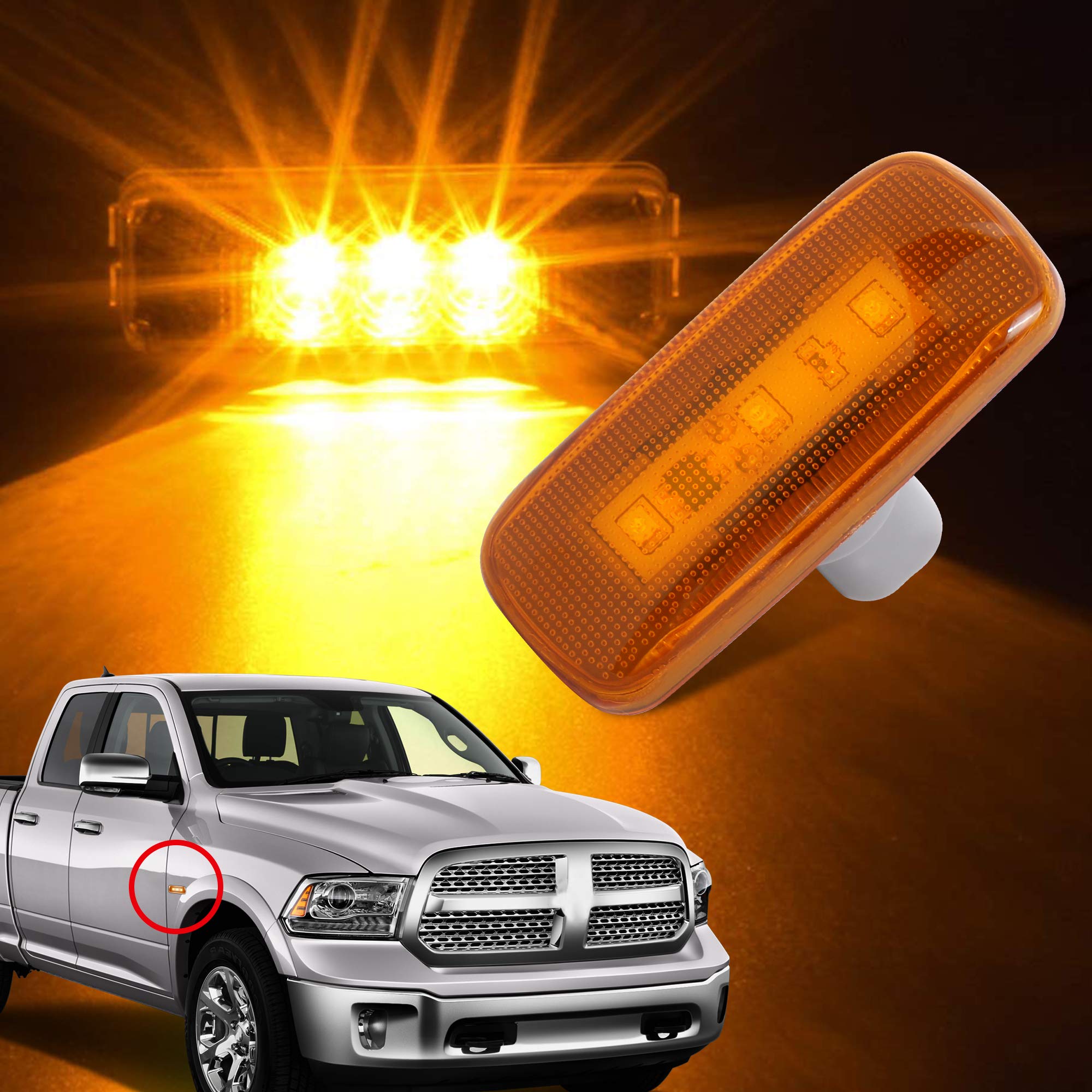 HUSUKU LED side marker lights assembly for Dodge Ram trucks