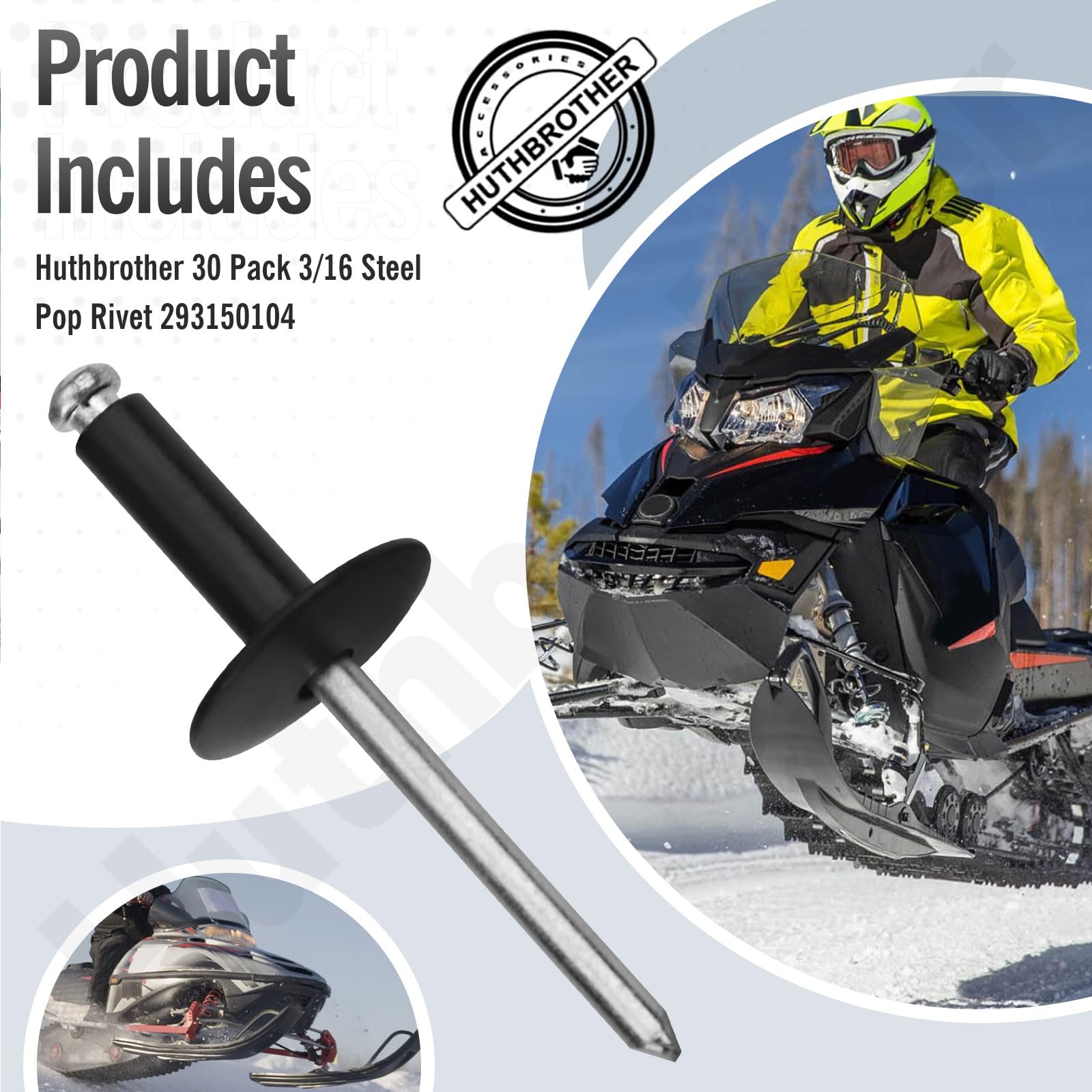 Huthbrother rivets installed on Ski-Doo body plastics – secure fit