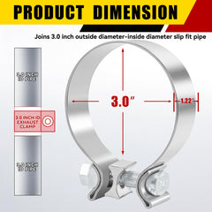 HUTUDAN exhaust clamp connecting muffler and pipe with a 360° leak-free seal.