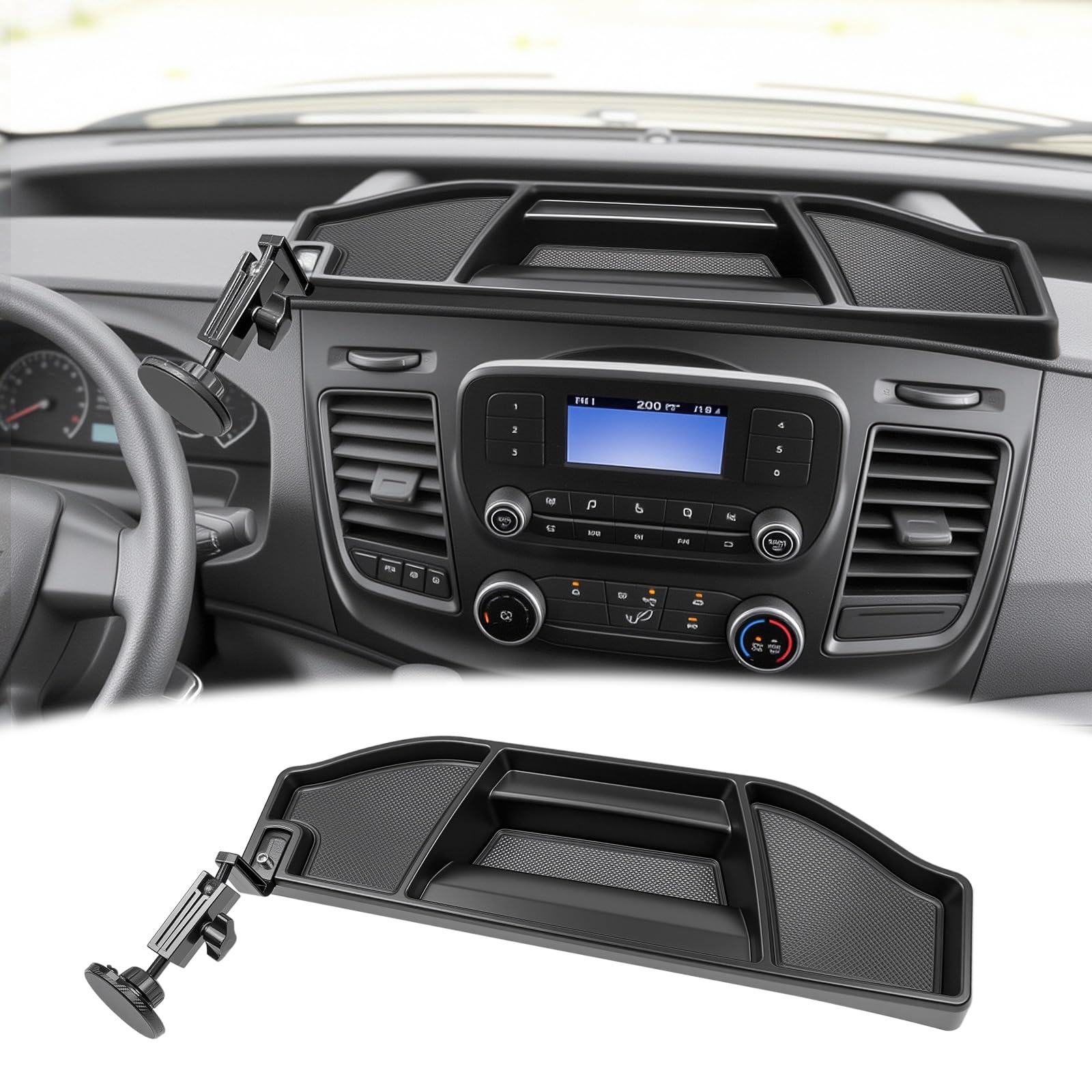 HUYINPJ dashboard phone holder on Ford Transit keeps devices secure during drives