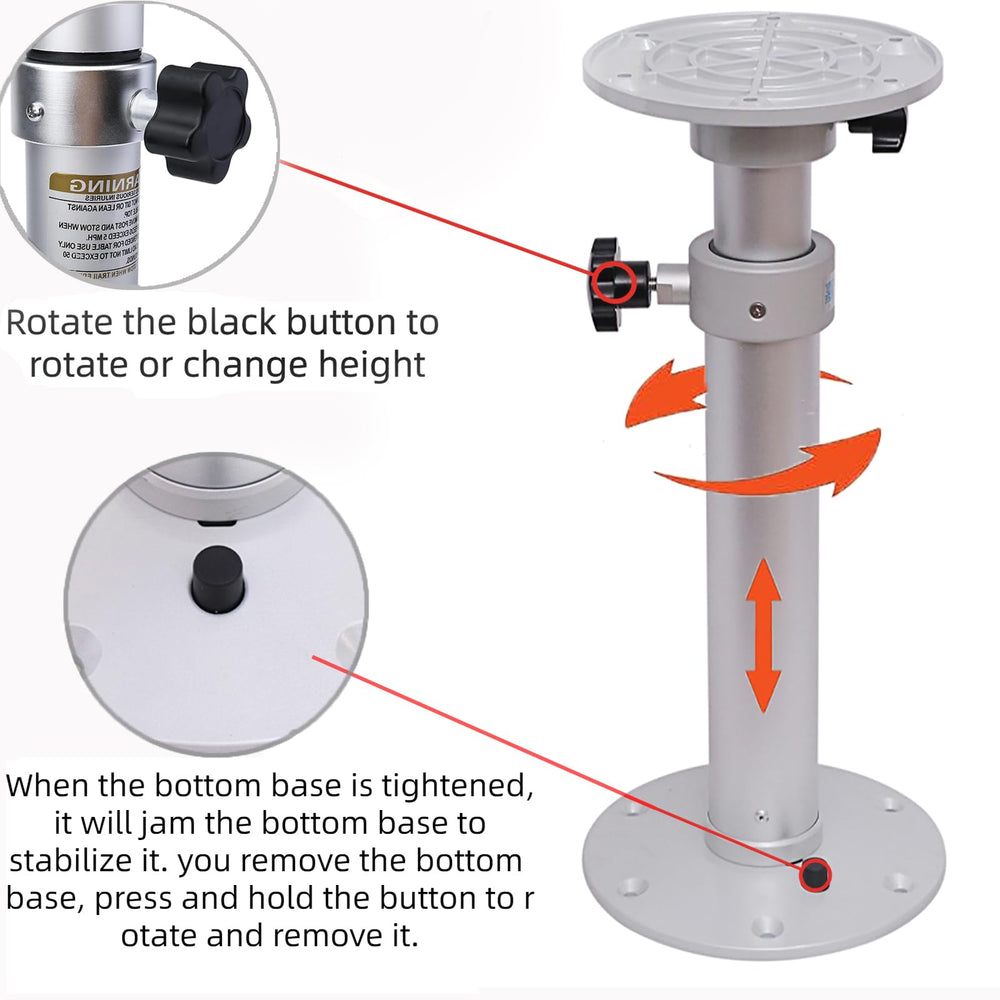 HWHongRV 7.8-inch base provides secure mounting on decks.