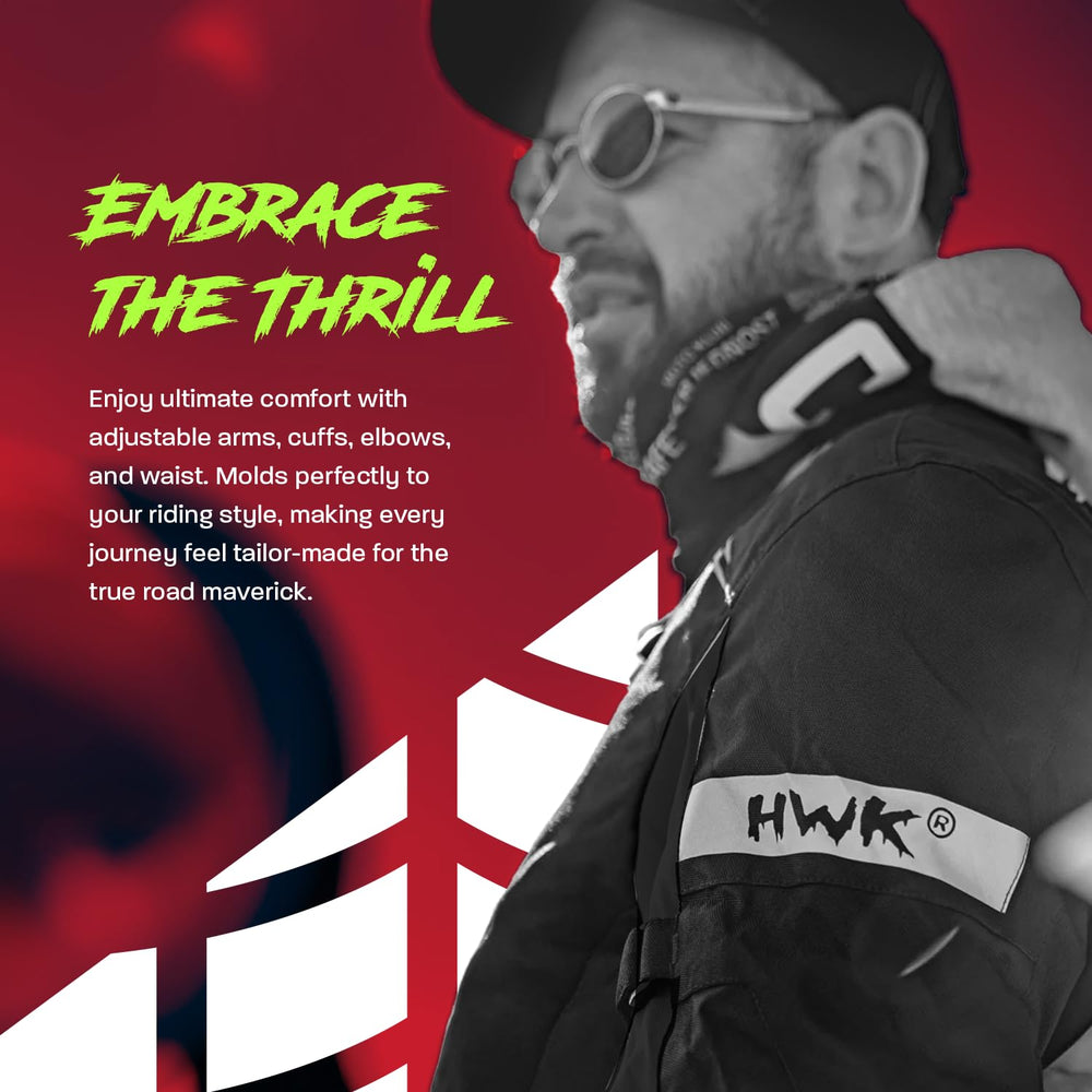 HWK Scorpion jacket reflective accents boost night visibility on dim streets.