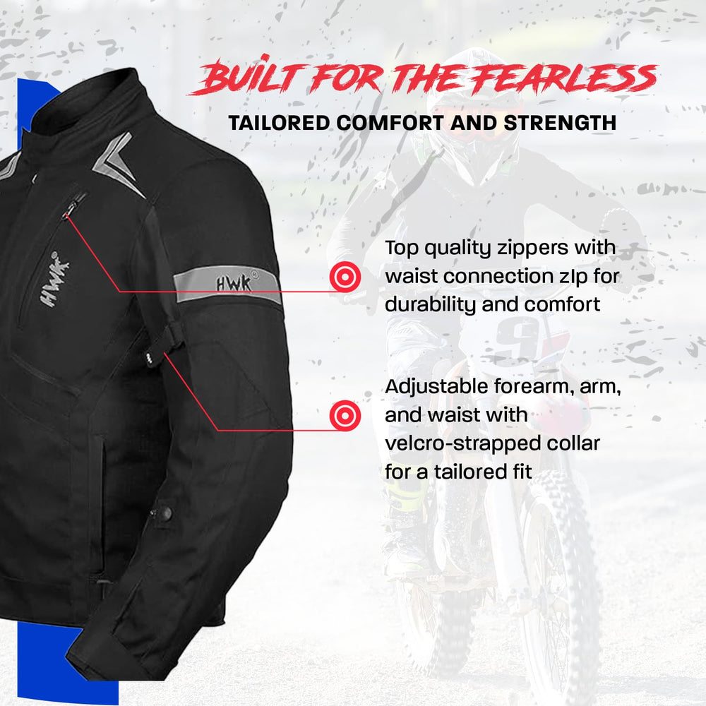 HWK Scorpion jacket with waterproof membrane keeps you dry in rain.