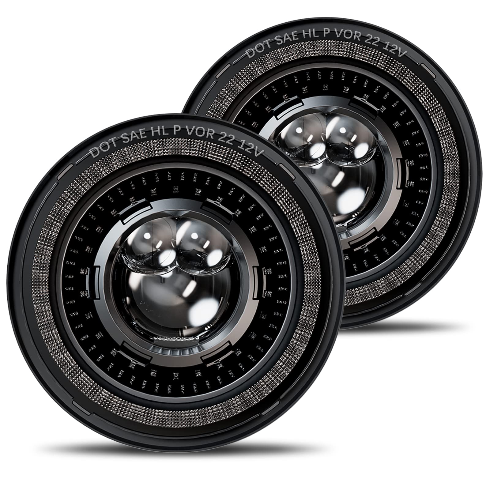 HWSTAR 7-inch headlights front view highlight compact, modern styling for easy mounting