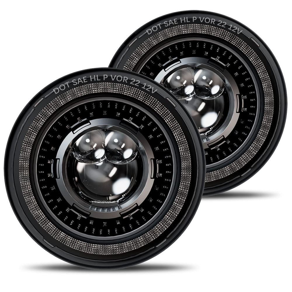 HWSTAR 7-inch headlights front view highlight compact, modern styling for easy mounting