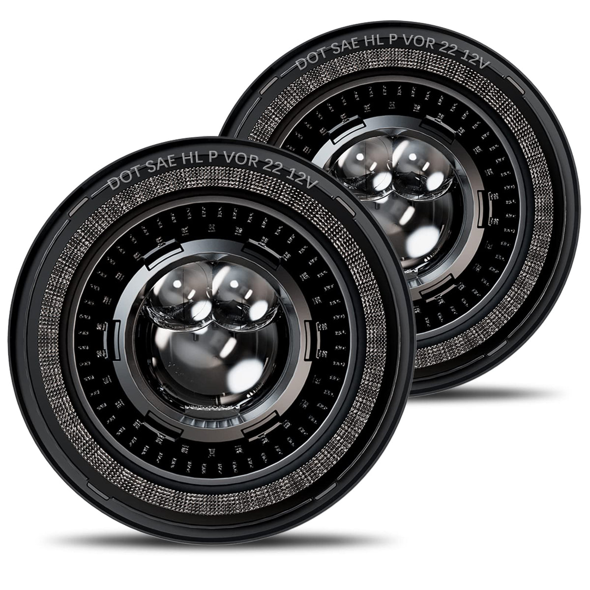 HWSTAR 7-inch headlights front view highlight compact, modern styling for easy mounting