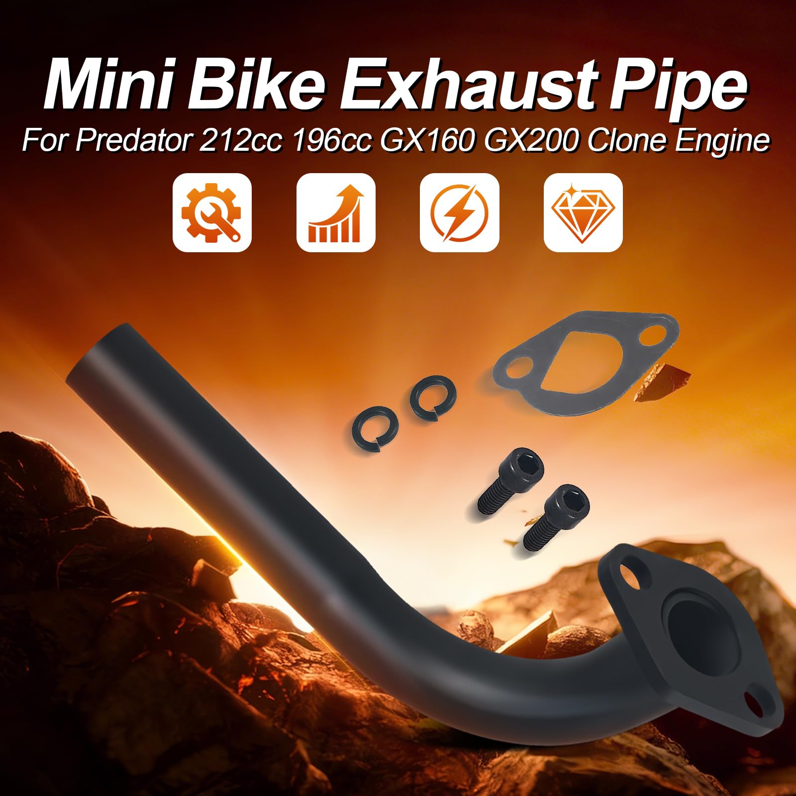 HXGXKBQ package included shows exhaust, screws, gasket