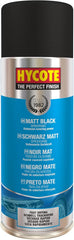 Hycote fast-drying matt black aerosol on metal for a smooth finish.