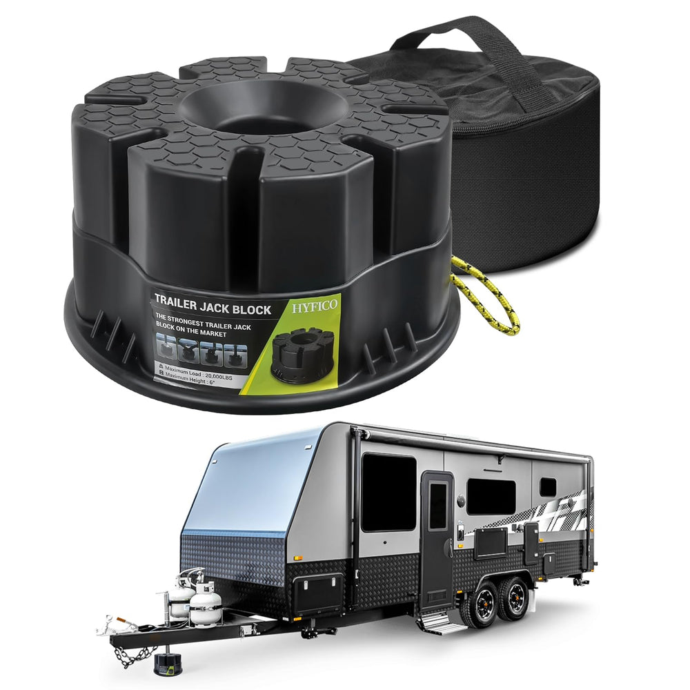 Hyfico trailer jack block with stable stacking for reliable RV leveling